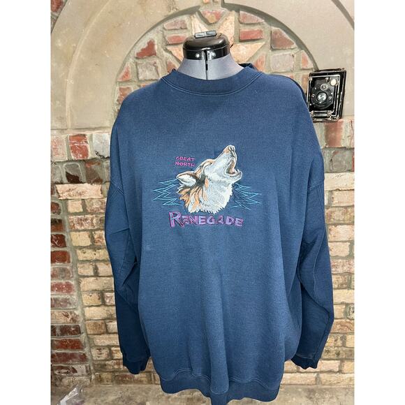 Howling wolf sweatshirt embroidered 1990s - Picture 1 of 10